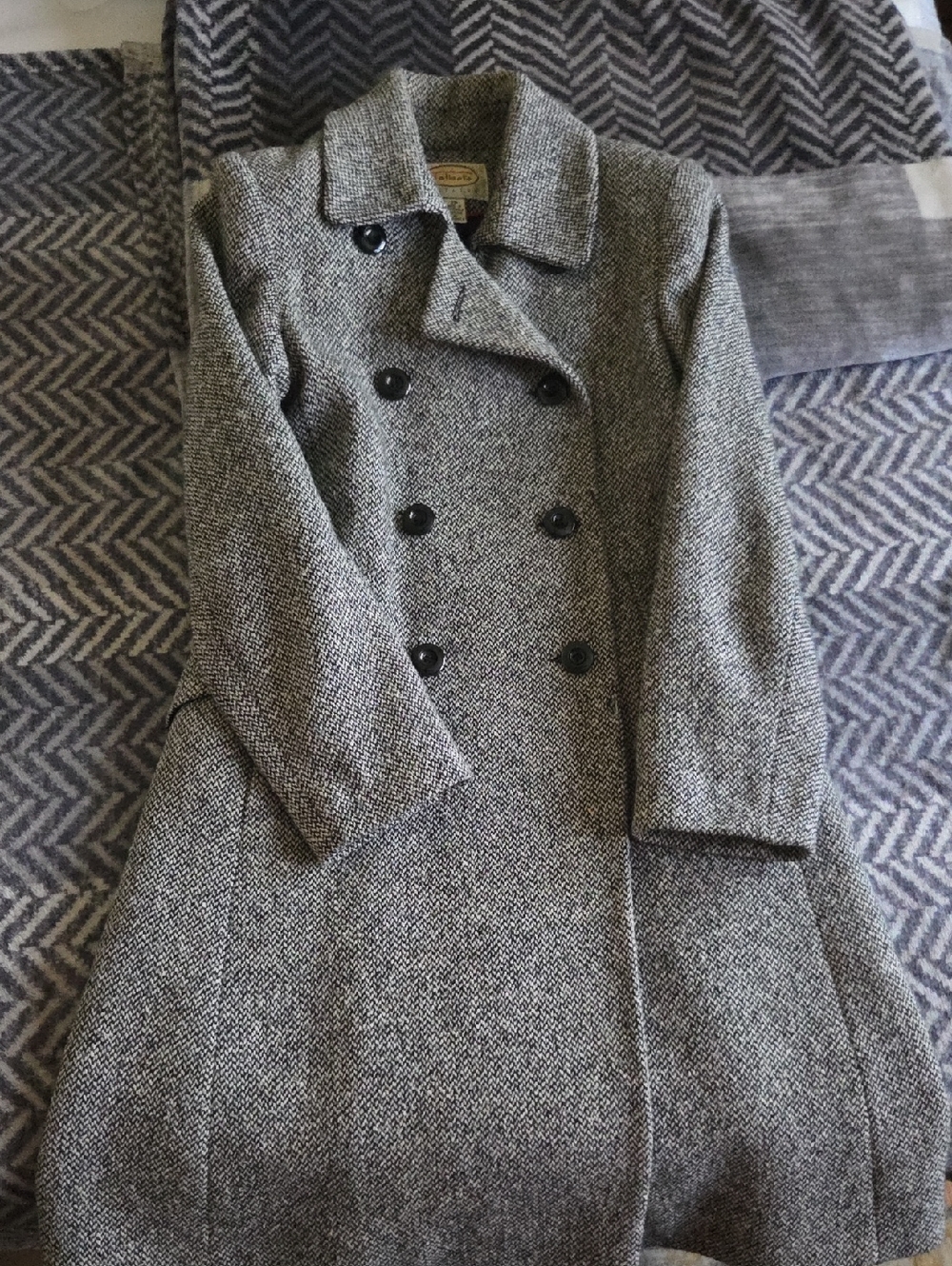 Talbots Gray Tweed Double-Breasted Pea Coat